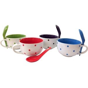 NIB EdgeHome 16oz. Soup Mug Set with Spoons